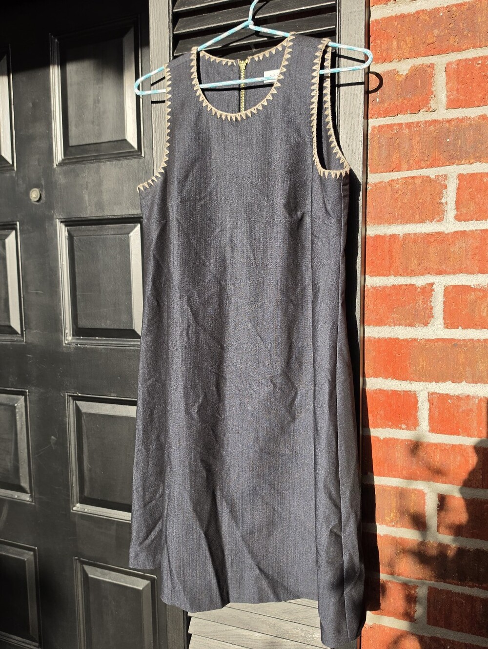 Calvin Klein Sleeveless Navy Sheath With Zig Zag Embroidery Dress 4